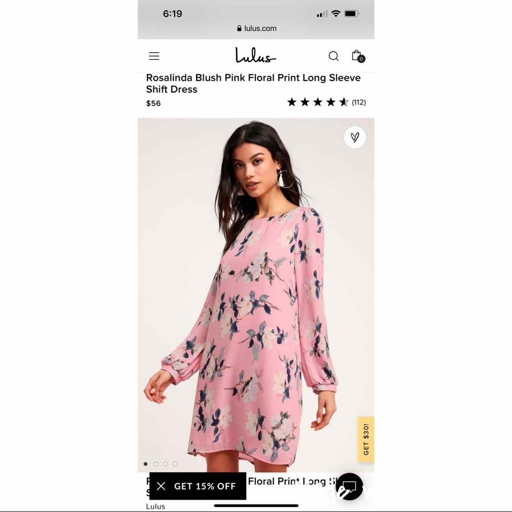 LULU’S Rosalinda Pink Floral Long Sleeve Dress